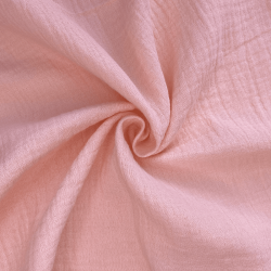 Ткань Муслин Жатый, цвет Нежно-Розовый (на отрез)  в Балашихе